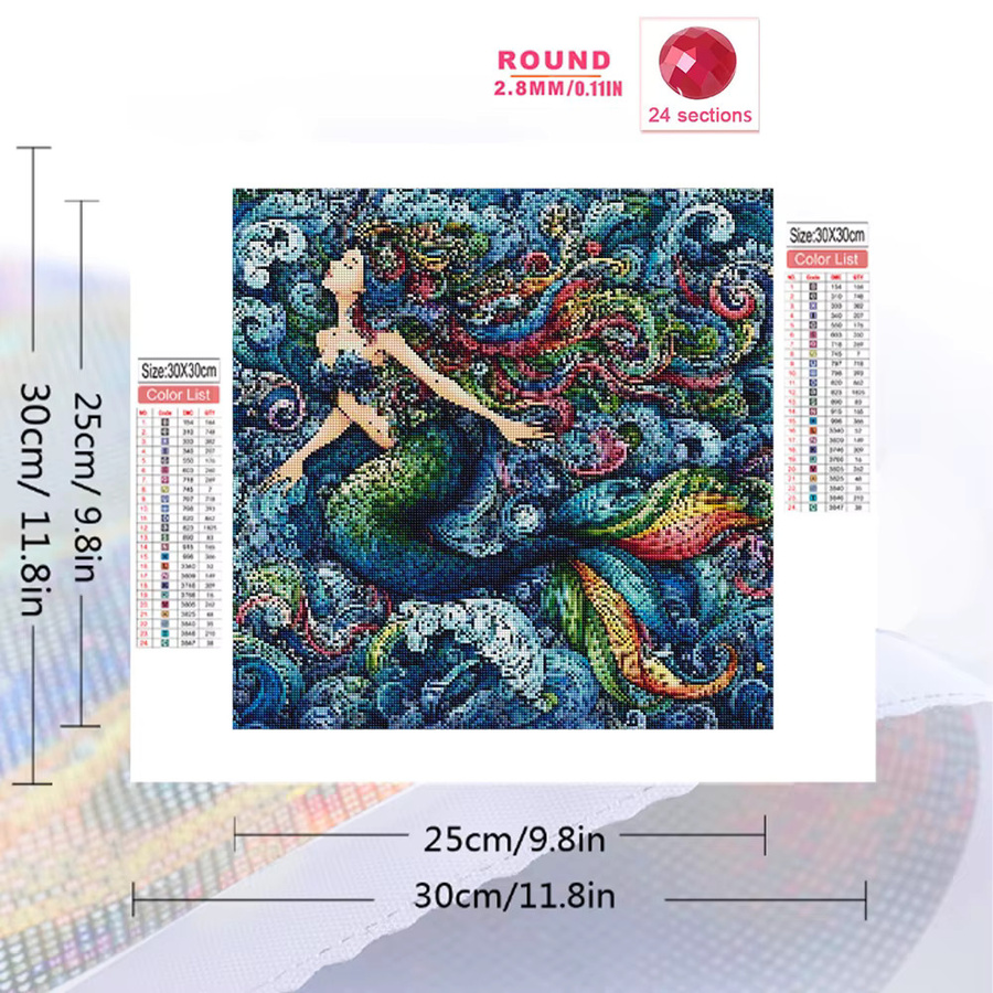Evershine Diamantstickerei Meerjungfrau Porträt DIY Mosaik Set für Erwachsene in Multicolour B/B/H: 20 x 20 x 20 cm - Bild 2