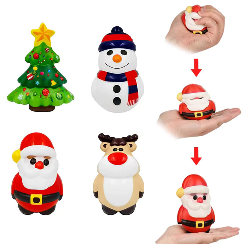 soulbao Weihnachts-PU-Squishy-Spielzeug, Weihnachtsmann, Rentier, 4-teiliges Set - Bild 4