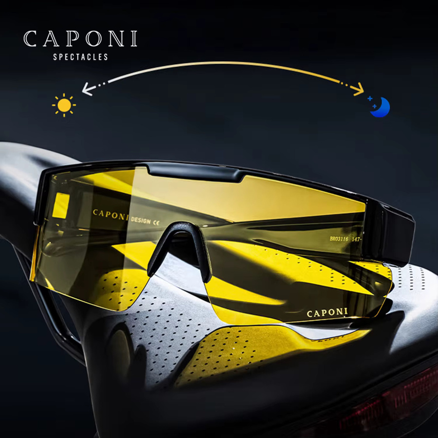 CAPONI bsys3116 Sonnenbrille, Fitover, Herren, Vollrand, Gelb, Braun, Kunststoff - Bild 3