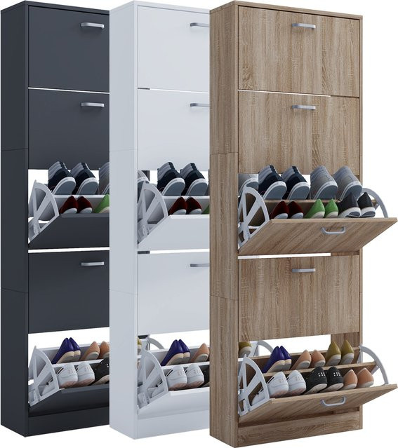 VCM Schuhschrank Sipos XL aus Holz in Anthrazit, H x B x T: 170 x 59 x 22 cm - Bild 3