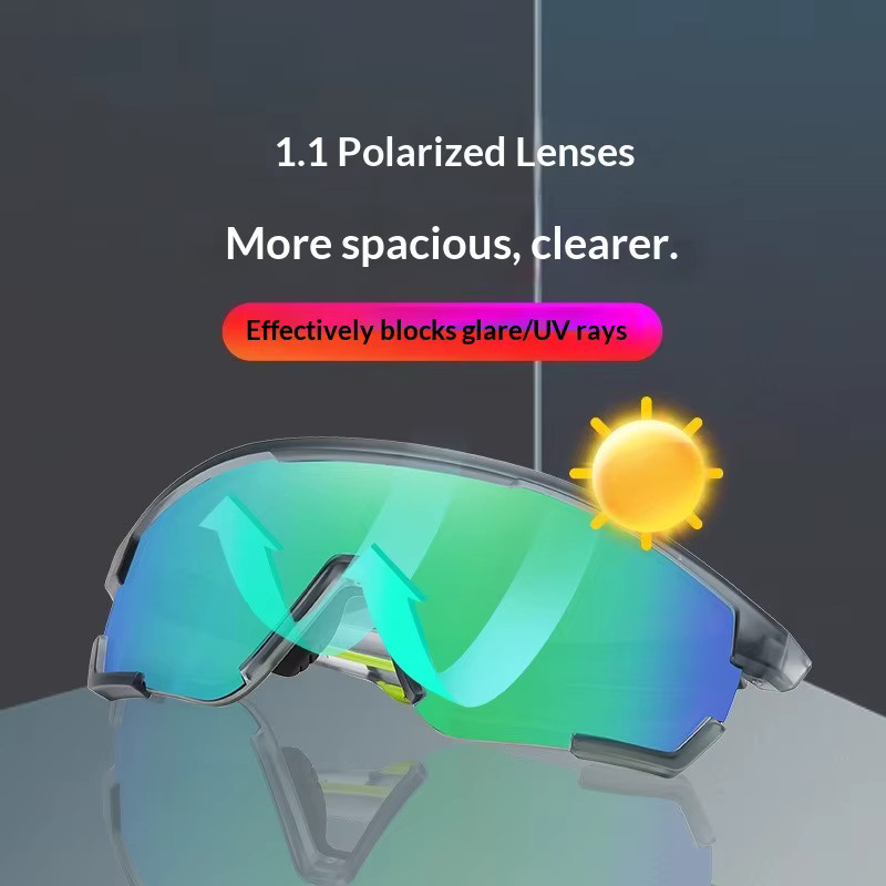 ZUIDID Sportsonnenbrille, Vollrand, Kunststoff, Unisex, transparent, grau, polarisiert - Bild 3
