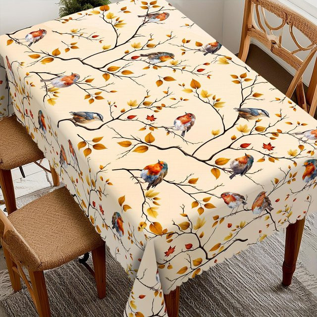 Wasserdichte rechteckige Tischdecke mit Herbstmuster von JMG Household Supplies in Beige, B/L: 140 x 240 cm - Bild 1