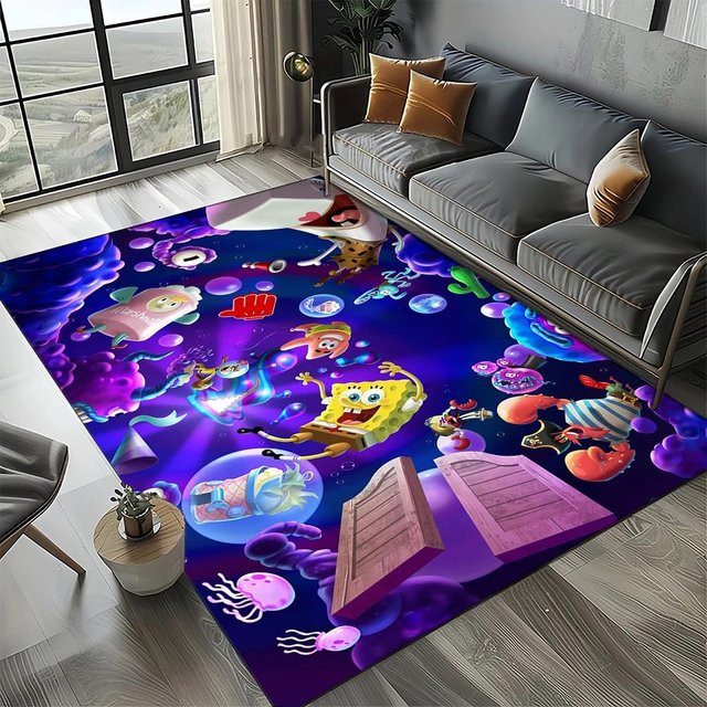 YglThree 3D Patrick Star Cartoon Teppich, rutschfeste Bodenmatte aus Polyester für Kinderzimmer und Wohnzimmer, Mehrfarbig, Breite: 70 cm, Tiefe: 100 cm - Bild 1