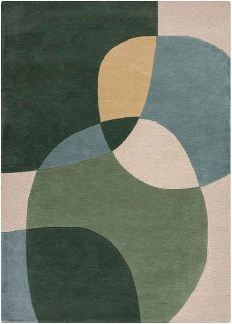 Flair Rugs Wollteppich Glow in Grün-Blau mit abstraktem Design, B/T: 120 x 170 cm - Bild 1
