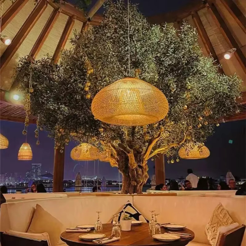 JOYINLED Rattan-Pendelleuchte in Beige im Boho-Stil für Wohnzimmer und Küche - Bild 3