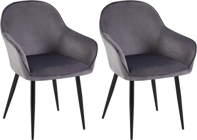 2er Set Esszimmerstühle DELUKE GENIM aus Samt in Dunkelgrau, B/T/H: 60 x 60 x 84 cm - Bild 1