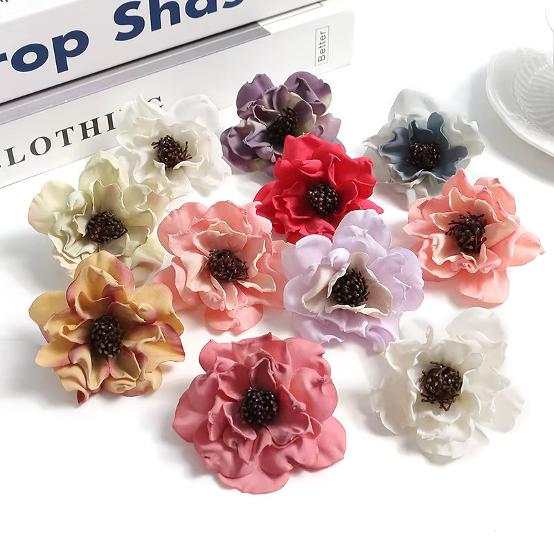 MENGHAO Künstliche Blumenköpfe Rot für Hochzeit und Party Dekoration, Durchmesser: 7 cm - Bild 2