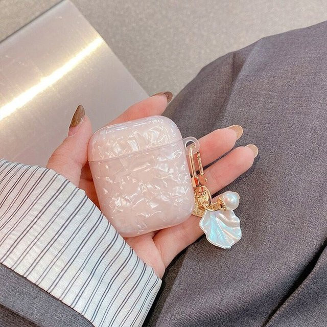Dreamy Pearl Silikon Schutzhülle für Apple AirPods 4, 3, 2, 1 und AirPods Pro 1. & 2. Generation in Weiß und Rosa - Bild 1
