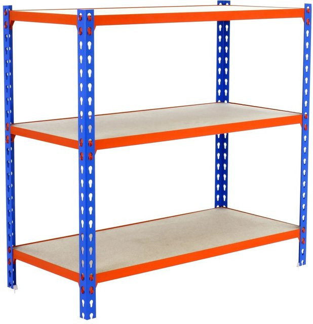 PROREGAL Schwerlastregal Baby Muli mit 3 verstellbaren Fachböden, H x B x T: 90 x 120 x 30 cm, Blau-Orange - Bild 1