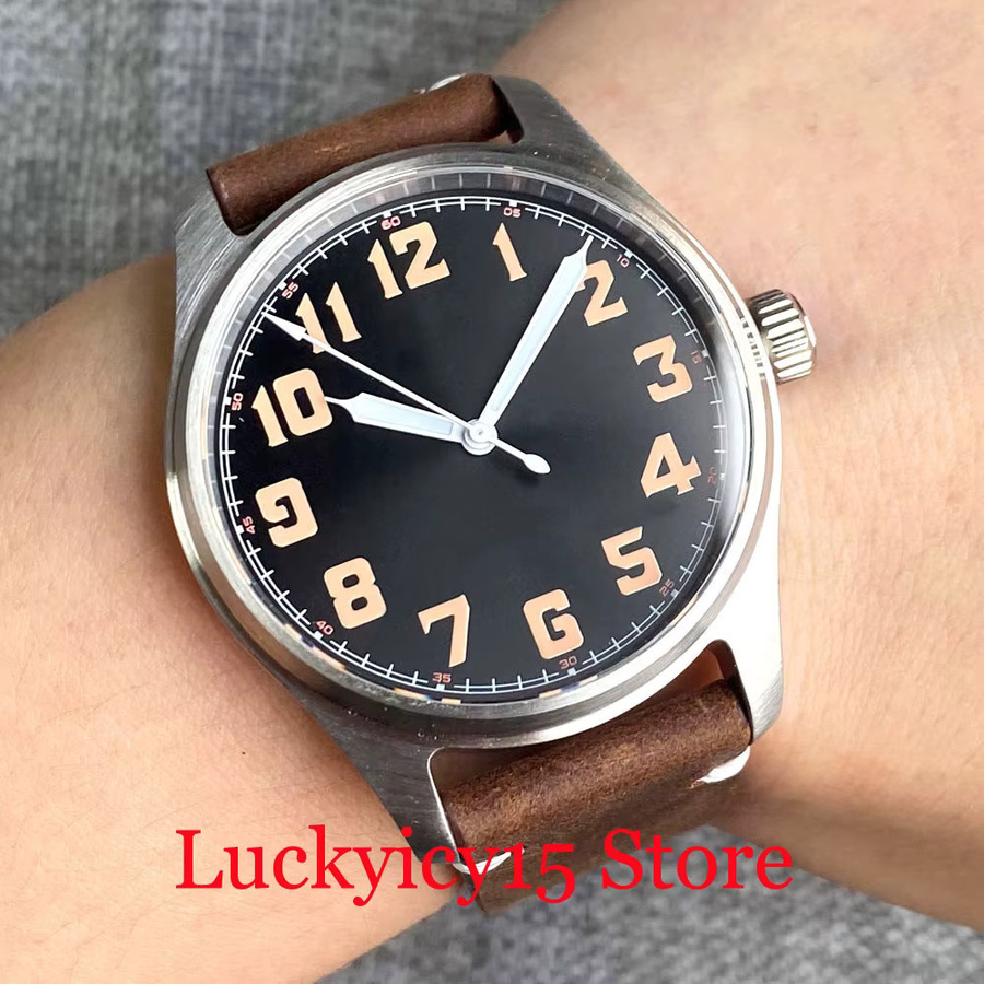 Tandorio Armbanduhr Automatik, Edelstahl, 39 mm, Lederarmband, Schwarz - Bild 4