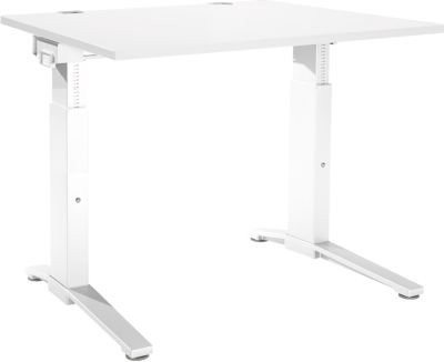 Schäfer Shop Genius Schreibtisch ERGOSTYLE S, manuell höhenverstellbar, Rechteck, C-Fuß, B/T/H: 120 x 80 x 67,5-89,5 cm, weiß/weiß - Bild 1