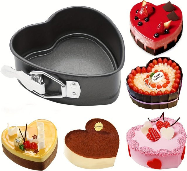 Antihaft Springform in Herzform mit abnehmbarem Boden für Kuchen und Pudding - Bild 1