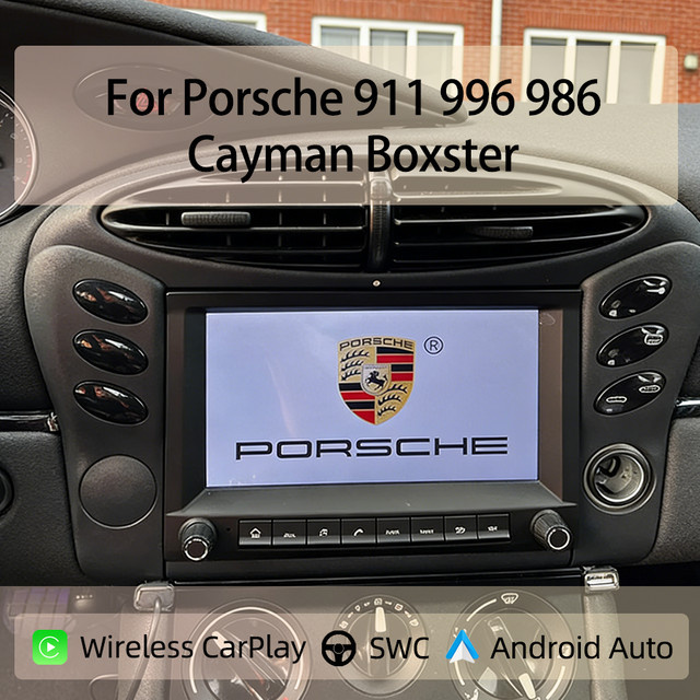 WEGONOW Android 12 Autoradio mit 7 Zoll Display, 8 Kern, 4GB RAM, DSP, GPS und CarPlay für Porsche 911 996 986 Cayman Boxster, Schwarz - Bild 1