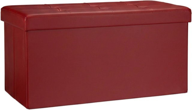 Relaxdays Sitzbank aus Kunstleder in Rot mit Stauraum, faltbar, B/T/H: 76 x 38 x 38 cm - Bild 1