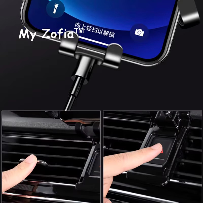 Einstellbare Auto Telefon Halterung für Leapmotor T03 (2023-2025) in Schwarz mit Schwerkraft-Mechanismus und drehbarer Navigation-Unterstützung - Bild 5