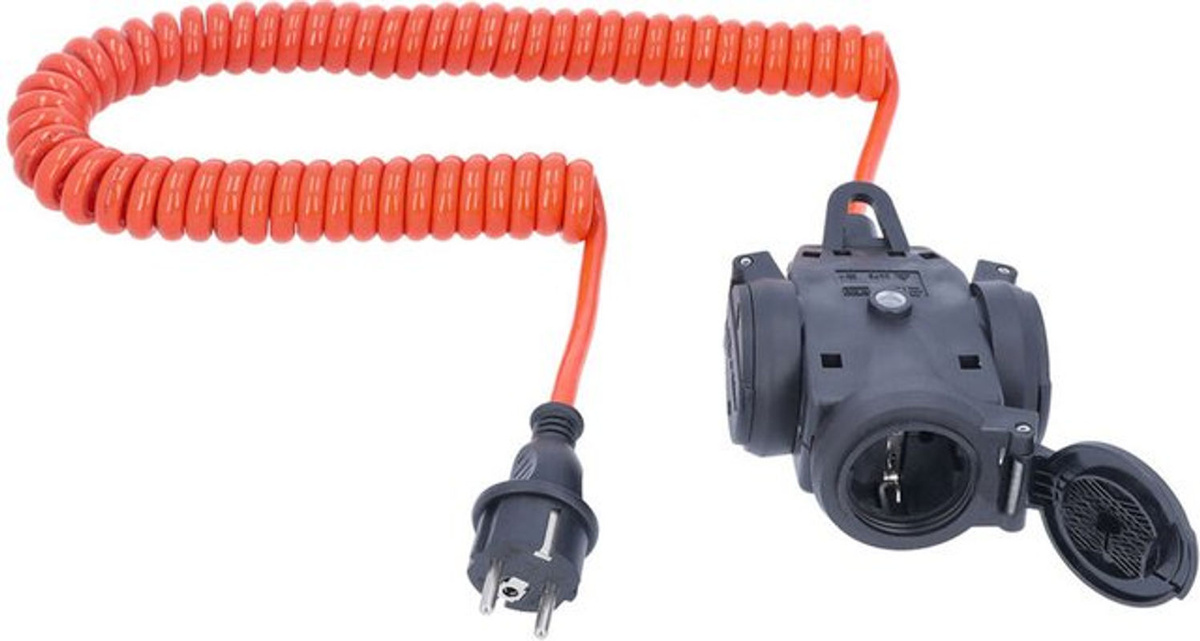 AS Schwabe Spiralkabel Strom Verlängerungskabel 16A H07BQ-F 3G 1,5mm² Orange Schwarz 5,00 m - Bild 2
