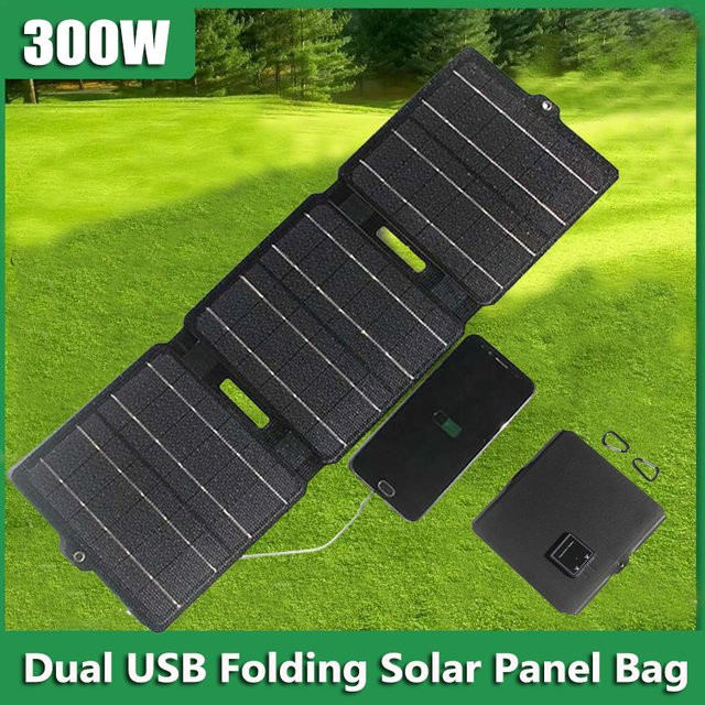 Luxuglow Faltbares Solarpanel 300 W mit Dual USB Ladegerät in Schwarz für Camping und Outdoor - Bild 1