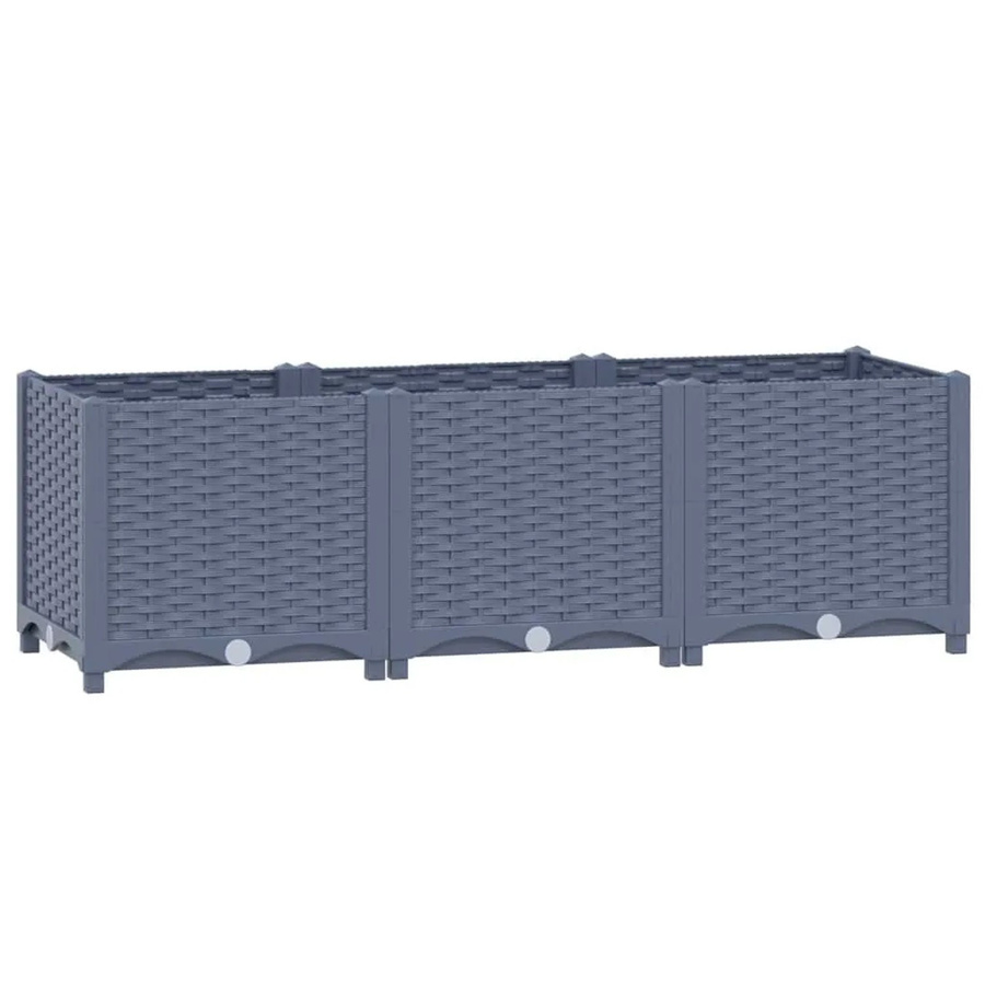 vidaXL Hochbeet aus Polypropylen in Grau und Blau, B/T/H: 120 x 40 x 38 cm - Bild 2
