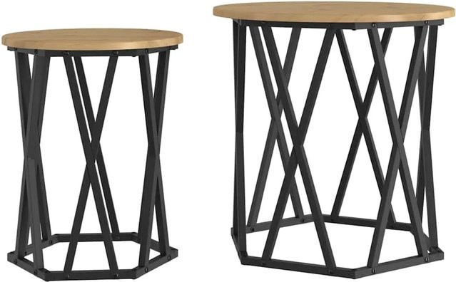 vidaXL Couchtisch Set aus 2 Stück in Artisan-Eiche, rund und modern, Farbe Braun, B/T/H: 50 x 50 x 50 cm - Bild 1