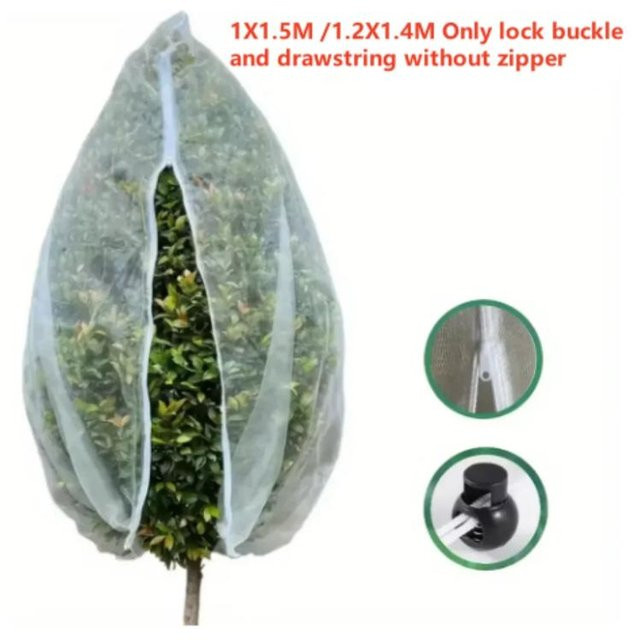 DHDH Gartennetzabdeckung für Obstbäume mit Kordelzug, transparentes Insekten- und Vogelschutznetz für den Gemüse- und Ziergarten, weiß, B: 2,45 m x H: 2 m - Bild 1