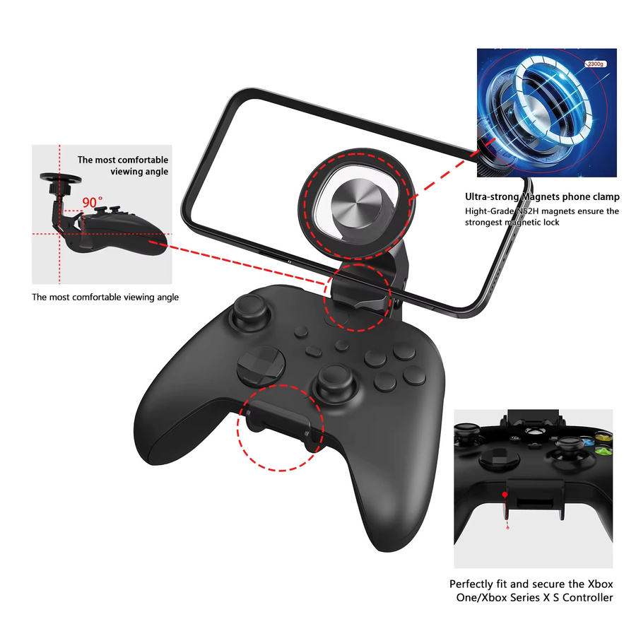 DOYO Magnetischer mobiler Spielständer für Xbox One und Xbox Series X in Schwarz – Verstellbarer Halter für Xbox-Controller - Bild 2