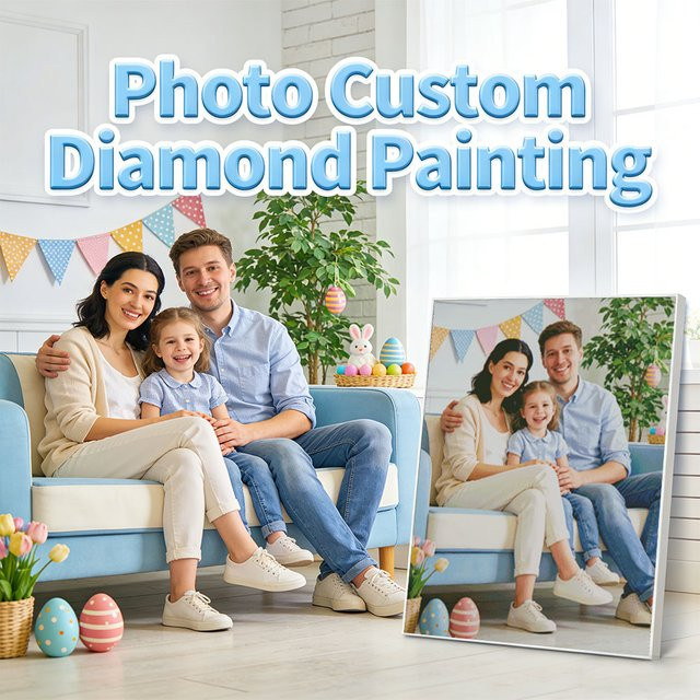 HUACAN Personalisiertes Diamant-Mosaik mit Foto als Kreuzstich-Strass-Malerei in runder Form - Bild 1