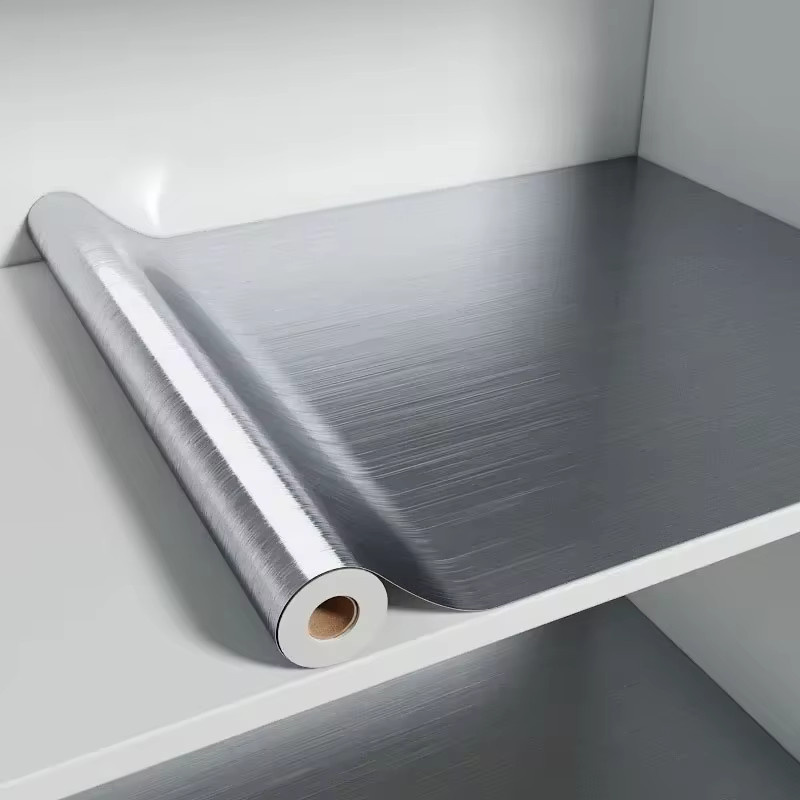 Wasserdichte und ölabweisende Vinylfolie in gebürsteter Silber-Optik aus Edelstahl-Design für Küchengeräte und Oberflächen - Bild 5