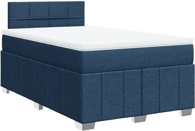vidaXL Boxspringbett mit Matratze Blau, Hybridbett mit USB-Ladeport und Unterbettbeleuchtung, B/T: 120 x 190 cm - Bild 1