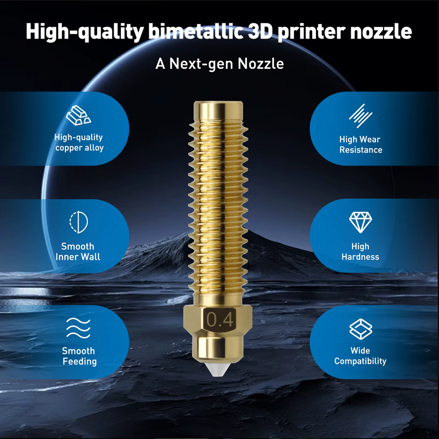 Elegoo Centauri Messing Bimetall Düse für FDM 3D Drucker Ersatzteile in Gold, Durchmesser: 0,2 mm / 0,4 mm / 0,6 mm / 0,8 mm - Bild 5