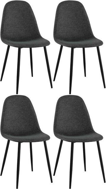 CLP Esszimmerstühle Napier 4er Set, gepolsterte Küchenstühle in Grau mit Rückenlehne - Bild 1