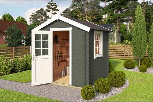 Lasita Holz-Gartenhaus Wels mit Satteldach in Grüngrau, B/H/T: 231 x 233,7 x 220 cm - Bild 1