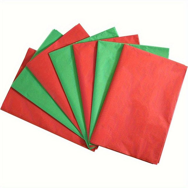 SZ-JZQ Seidenpapier Set in Rot und Grün, 80 Blatt, B: 20 cm, H: 14 cm, ideal zum Basteln und Dekorieren von Gastgeschenken - Bild 1