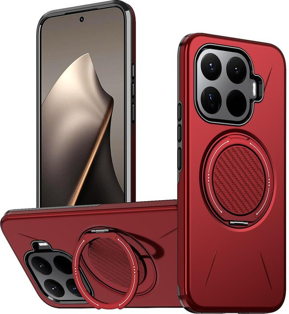 Magnetische Metallhalterung für Xiaomi 17T Pro 5G mit 360 Grad Drehung und TPU-Rahmen in Rot - Bild 1