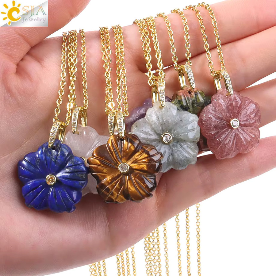 CSJA Jewelry Halskette, Edelstahl, Kristall, Amethyst, Rosa Quarz, Damen - Bild 3
