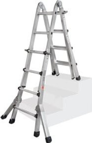 Iller Leiter Levelmaster Teleskopleiter 4x6 Sprossen mit Ausleger in Silber aus Stahl