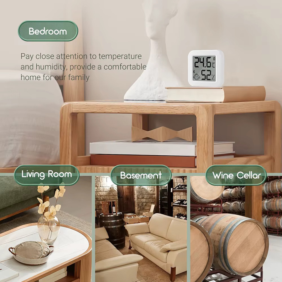 ONENUO Tuya Bluetooth Temperatur- und Feuchtigkeitssensor mit LCD-Display und App-Steuerung, Weiß - Bild 3