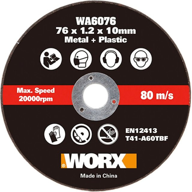 Worx Metallschneidewerkzeug für Akku-Mini-Winkelschleifer, Durchmesser: 76 mm, Schwarz - Bild 1