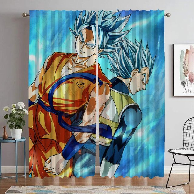 Drachen Anmutige Raumvorhänge Transparent Blau, 2 Paneele, B: 60 cm, H: 90 cm - Bild 1