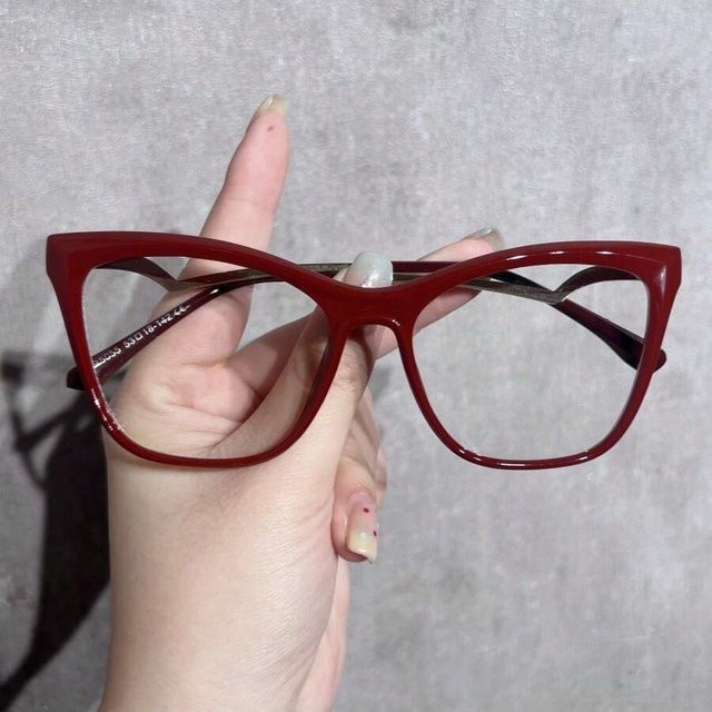RELEN Korrektionsbrille Cat-Eye, Metall, Vollrand, Damen, Rot - Bild 1