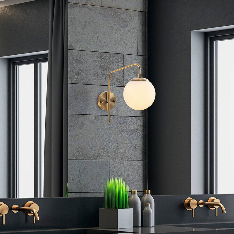 Opviq Wandleuchte aus Glas und Metall in Kupfer und Gold/Messing, B/H/T: 32 x 32 x 15 cm, E14, 1 Leuchtmittel - Bild 2