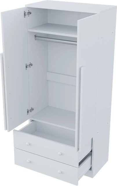 okwish Kleiderschrank mit Doppeltüren, Schubladen und Ablage in Weiß, B/T/H: 70 x 40 x 170 cm - Bild 1