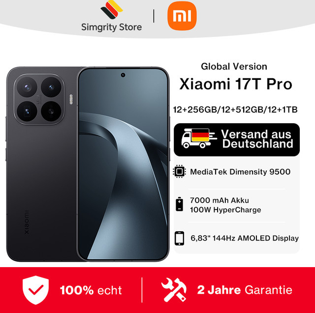 Xiaomi 17T Pro Smartphone mit MediaTek Dimensity 9500, 6,83 Zoll 144Hz Display, 50MP OIS Kamera, 7000mAh Akku und 100W Schnellladung in Purple - Bild 1