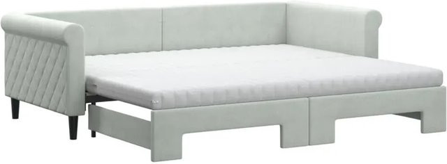 vidaXL Tagesbett ausziehbar mit Matratze in Hellgrau aus Samt, B/T/H: 90 x 200 cm - Bild 1