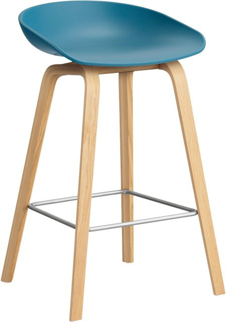 HAY About A Stool AAS 32 Hocker in Blau mit Eichenholz oder Walnussholz und Polypropylen - Bild 1