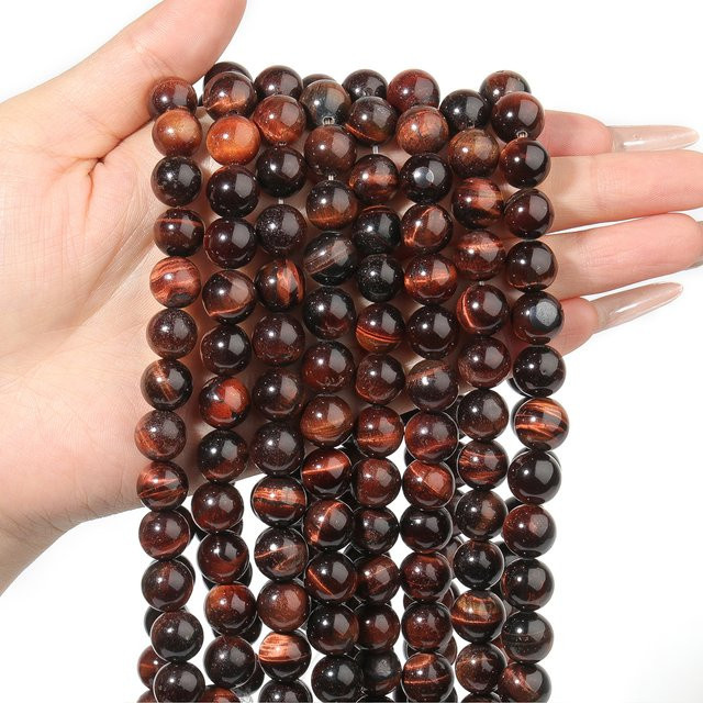 xilitata Perlen, rote Tigerauge, rund, Unisex - Bild 1