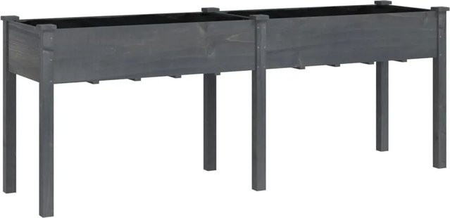 vidaXL Pflanzkübel mit Einsatz aus Tannenholz in Grau, B/T/H: 203 x 53 x 76 cm - Bild 1