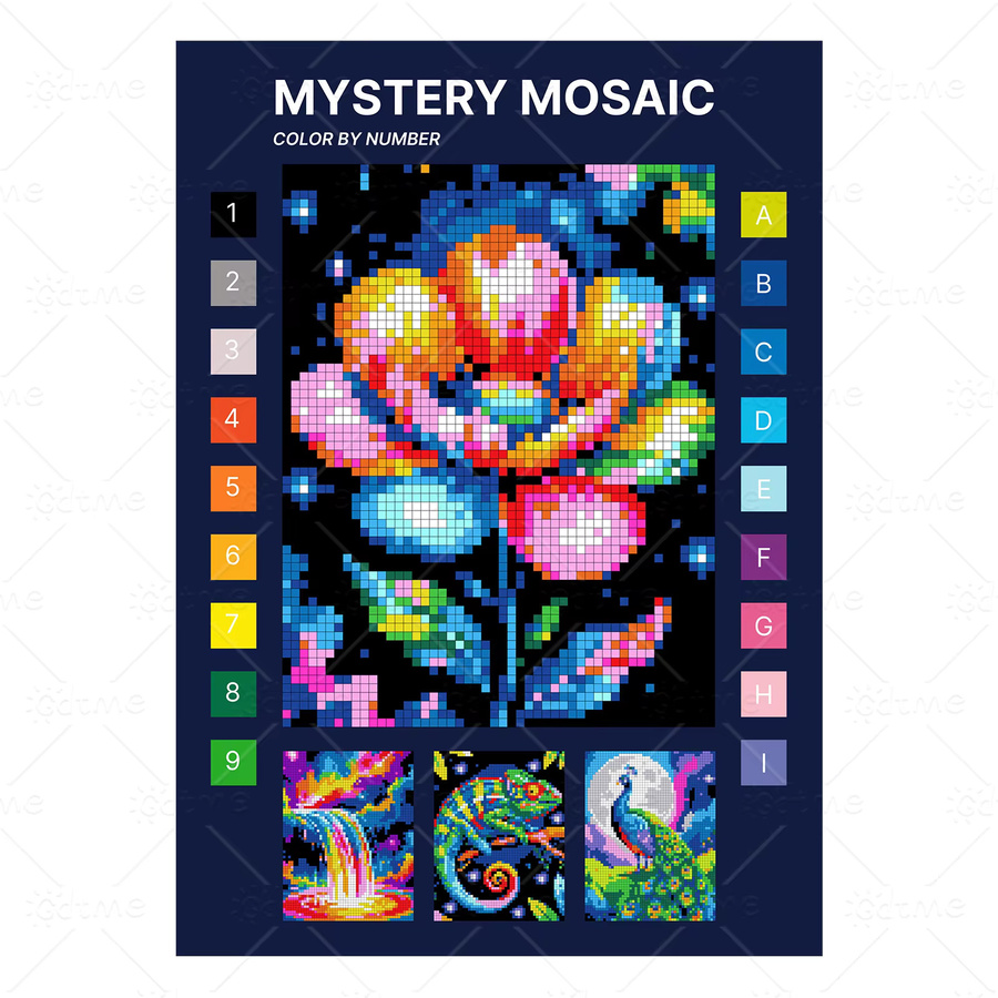 MYSTERY MOSAIC Malbuch für Erwachsene mit handgezeichneten Pixelkunst-Motiven in Multicolor - Bild 4