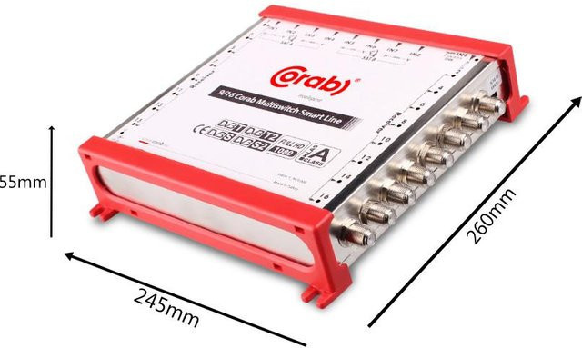 Corab Smart Line 9/16 Satelliten-Multischalter mit aktivem DVB-T Eingang und externem Netzteil in Weiß - Bild 1