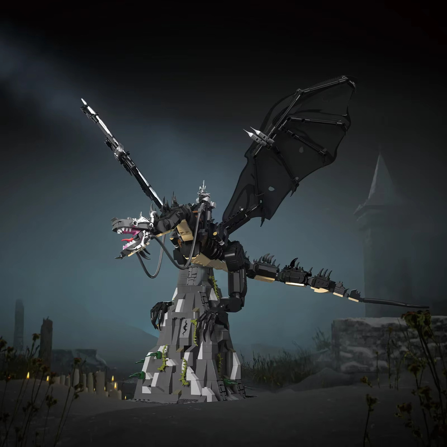 AMAZINGBLOKS Schwarzer Drache Baukasten mit 1361 Teilen als Fantasy Modell aus Kunststoff in Schwarz - Bild 2
