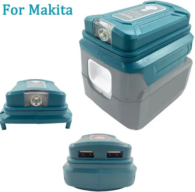 ZWINCKY LED-Arbeitsleuchte mit Batterieadapter für Makita, HongSong und Lomvum, tragbare Powerbank mit zwei USB-Anschlüssen für 14,4 V und 18 V Li-Ion Akkus - Bild 1